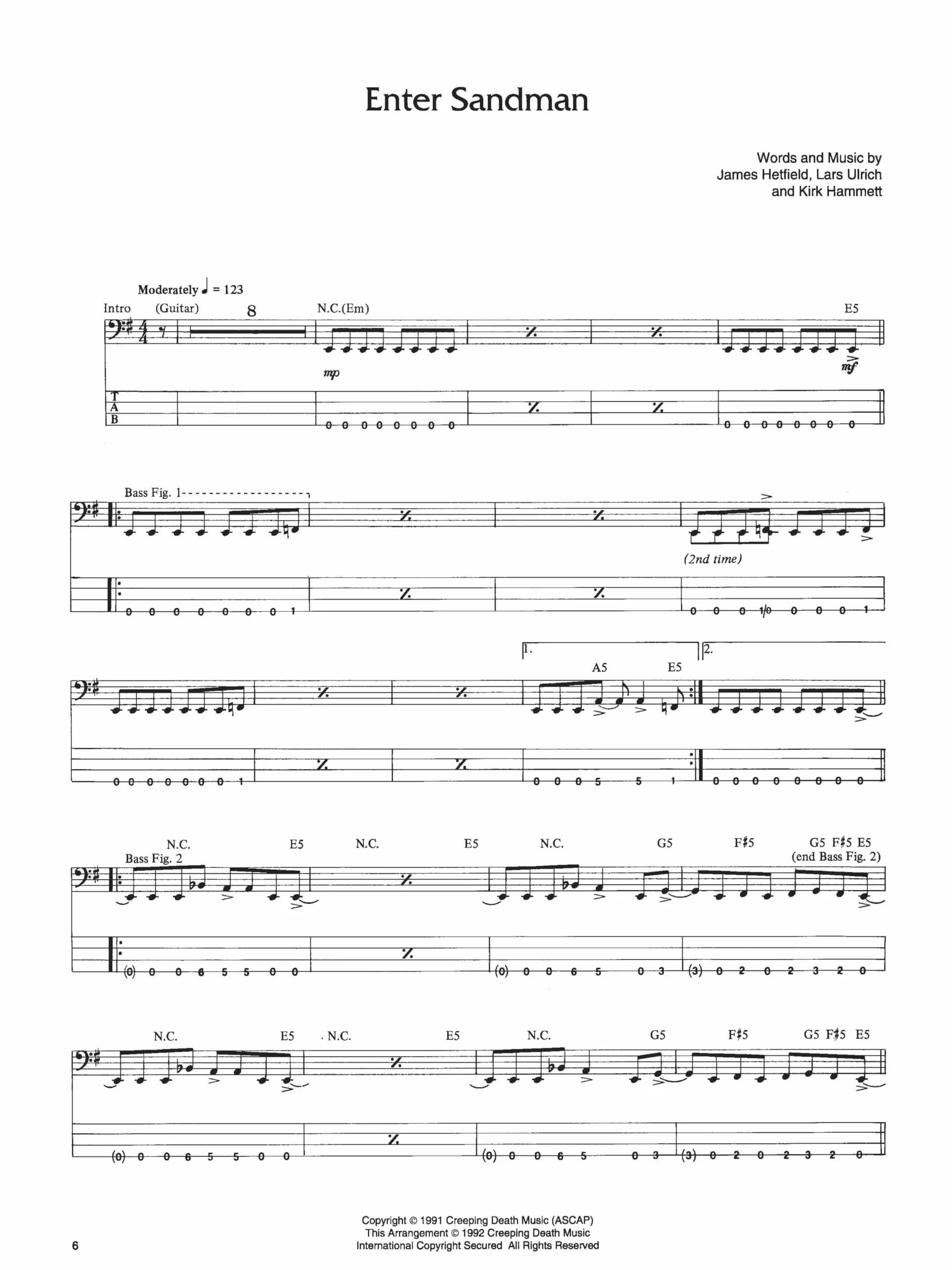 Metallica guitare: (Black) for Bass
