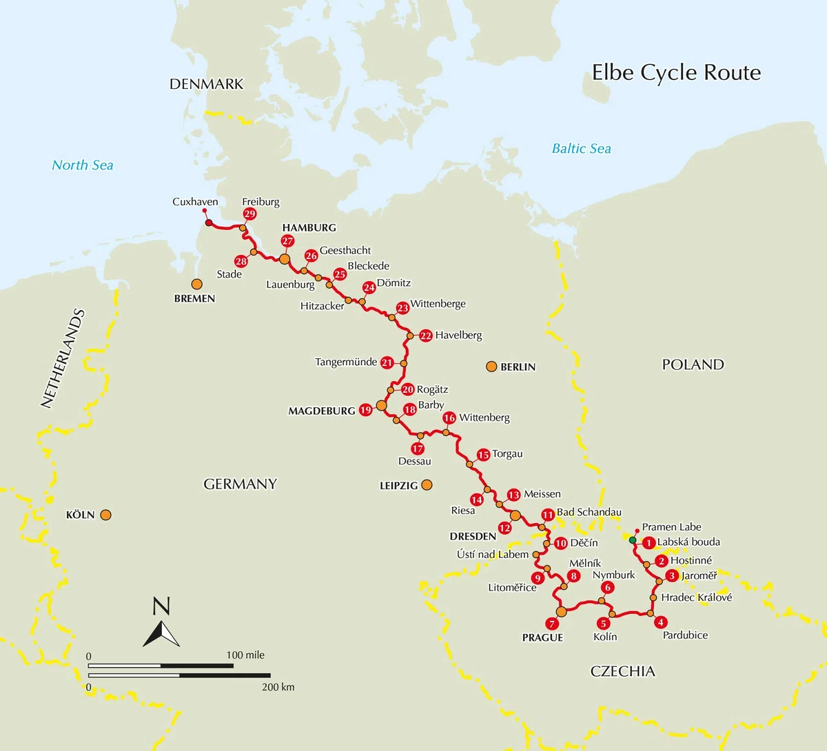 Elberadweg: The Elbe Cycle Route from Czech Republic and Germany to the North Sea