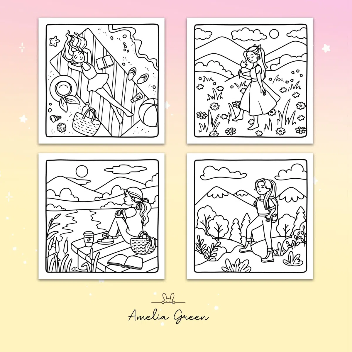 Living My Best Life: Coloring Book for Adults and Teens Featuring Cute & Girly Scenes for Relaxation