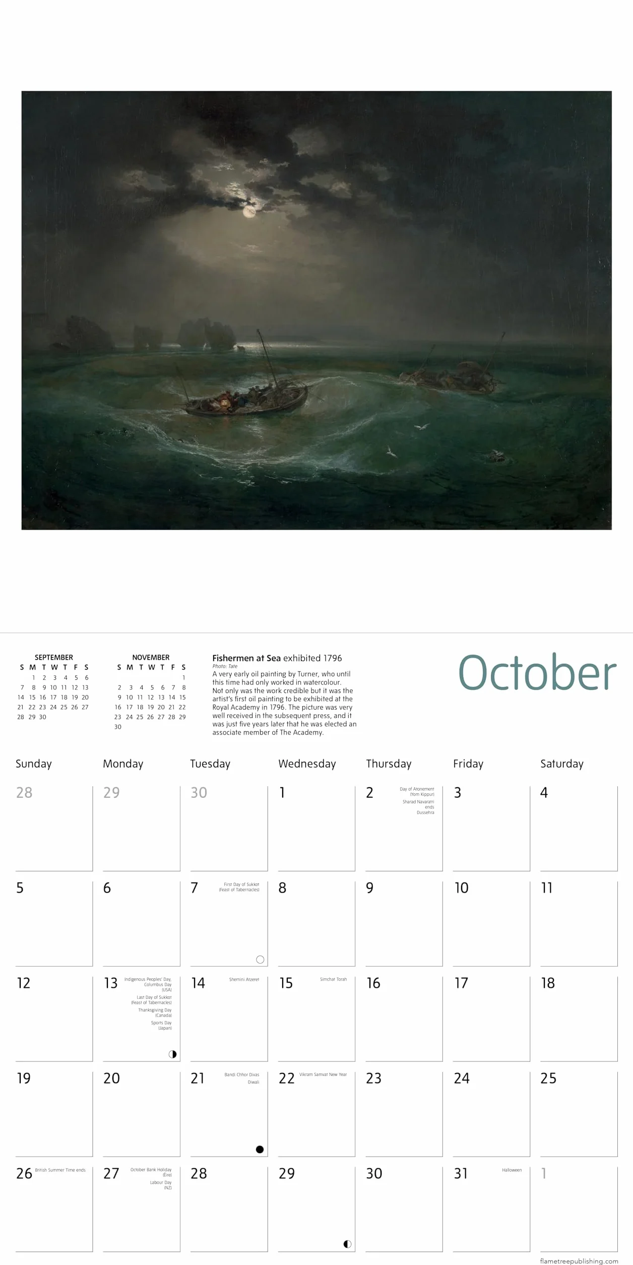 Tate: J.M.W. Turner Seascapes Wall Calendar 2025 (Art Calendar): Original Flame Tree Publishing-Kalender [Kalender]