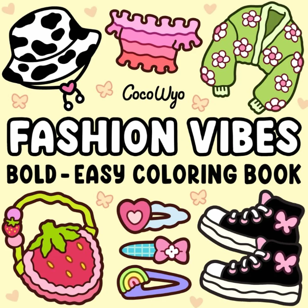Fashion Vibes: Coloring Book for Adults and Teens, Bold and Easy Designs for Relaxation Featuring Cute Clothing