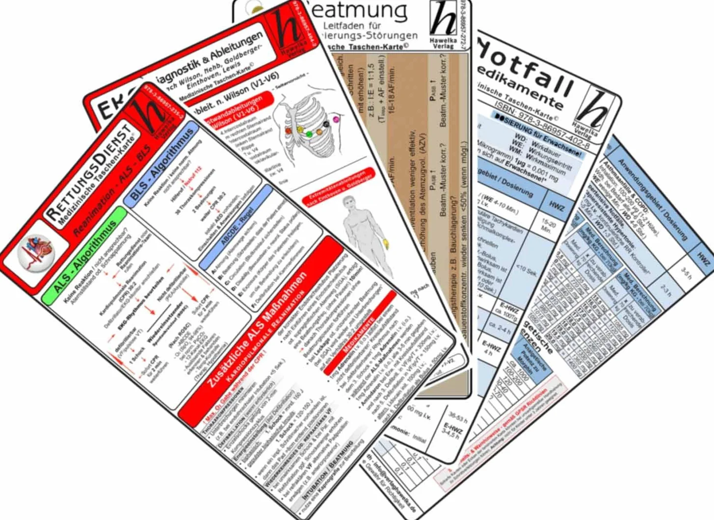 Rettungsdienst Karten-Set - EKG, Herzrhythmusstörungen, Notfallmedikamente, Reanimation