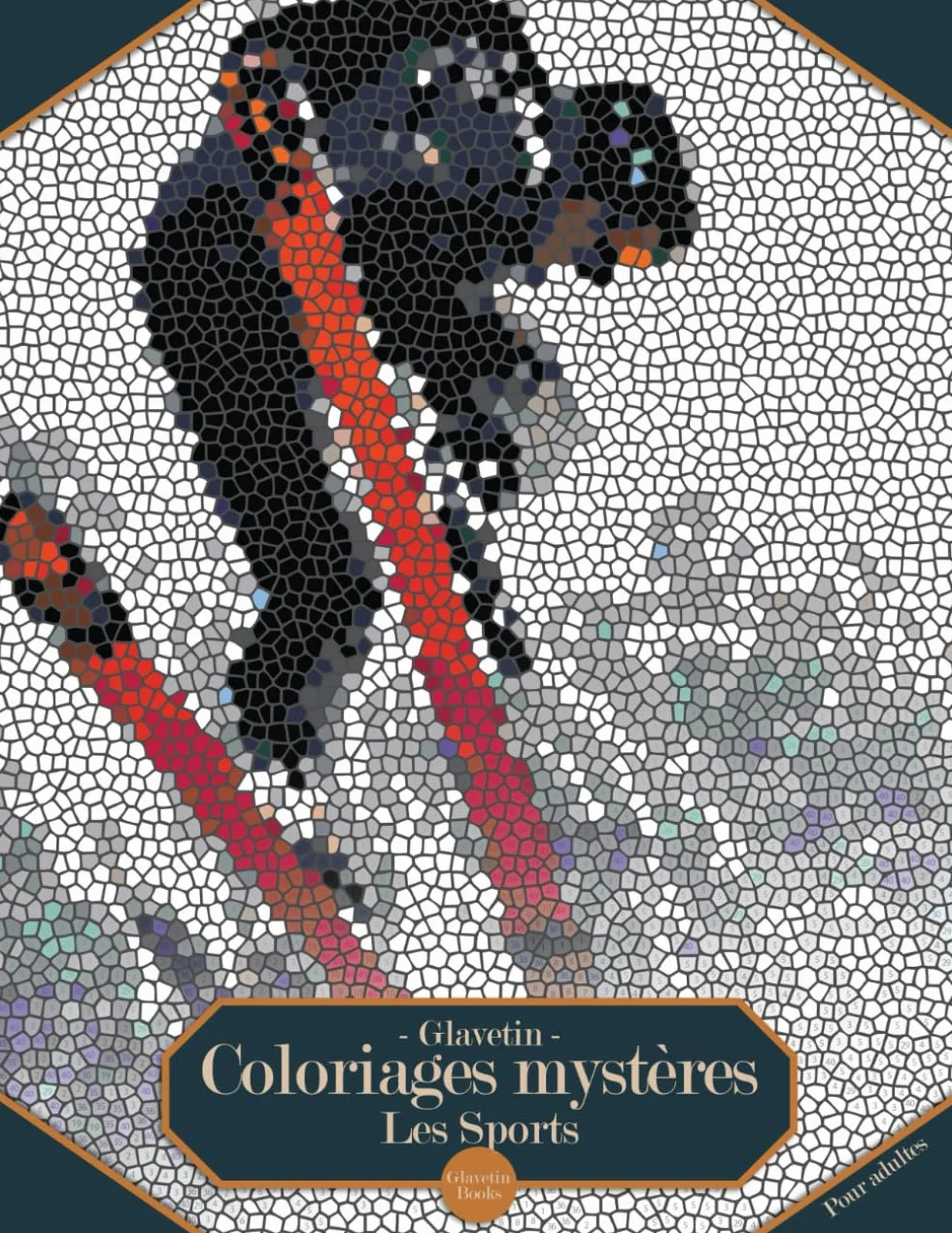 Glavetin - Coloriages mystères - Les Sports: Livre de coloriage par numéro pour adultes dans un style de mosaïque