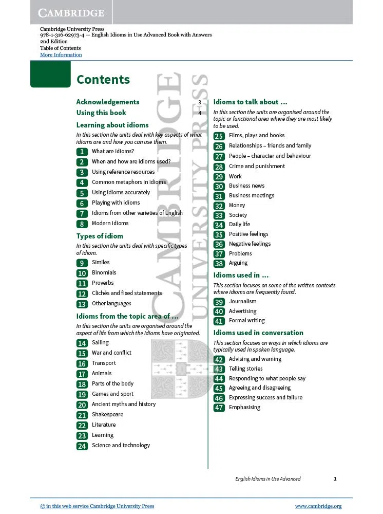 English Idioms in Use Advanced Book with Answers: Vocabulary Reference and Practice