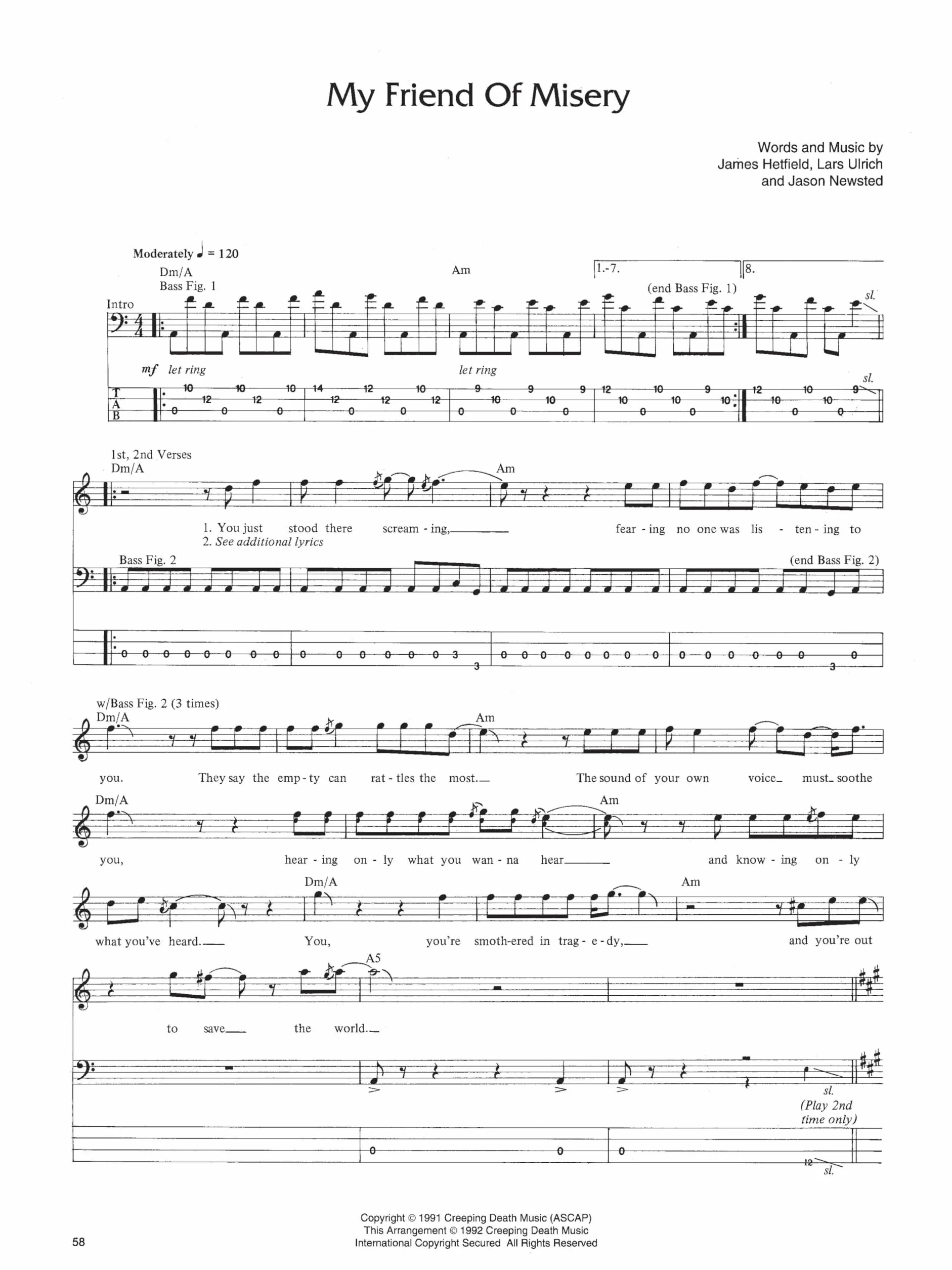 Metallica guitare: (Black) for Bass
