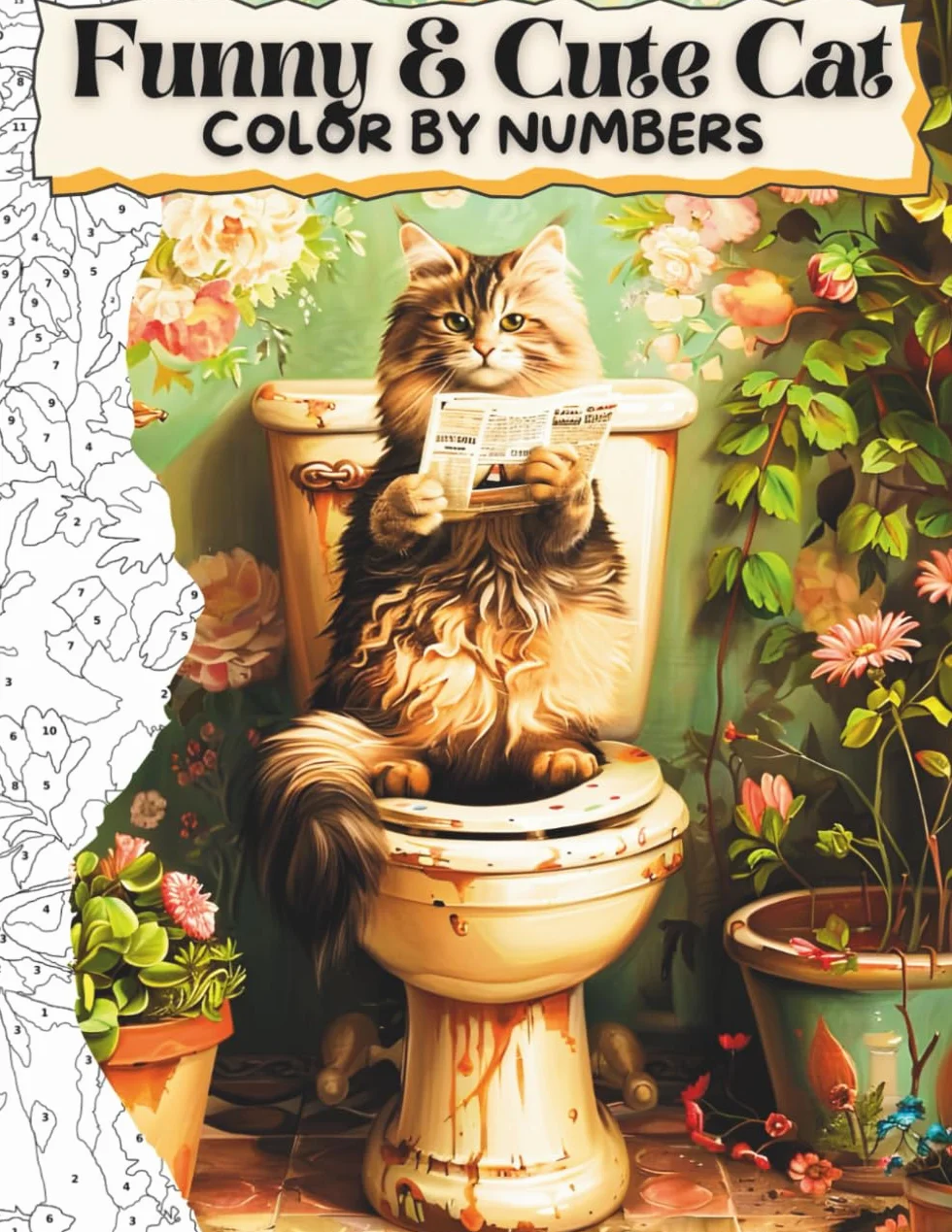 Funny & Cute Cat Color by Number Book for Adults, Girls & Cat Moms: Bold & Easy Cat Coloring, Cozy Cat Moments, Perfect Gift for Women