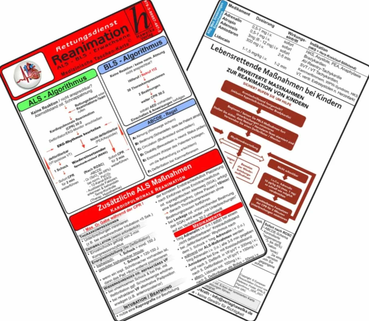Rettungsdienst Karten-Set - EKG, Herzrhythmusstörungen, Notfallmedikamente, Reanimation