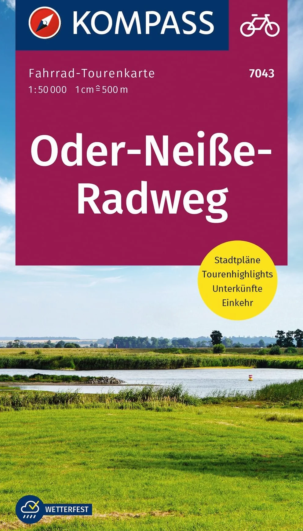 KOMPASS Fahrrad-Tourenkarte Oder-Neiße-Radweg 1:50.000: Leporello Karte, reiß- und wetterfest: 7043