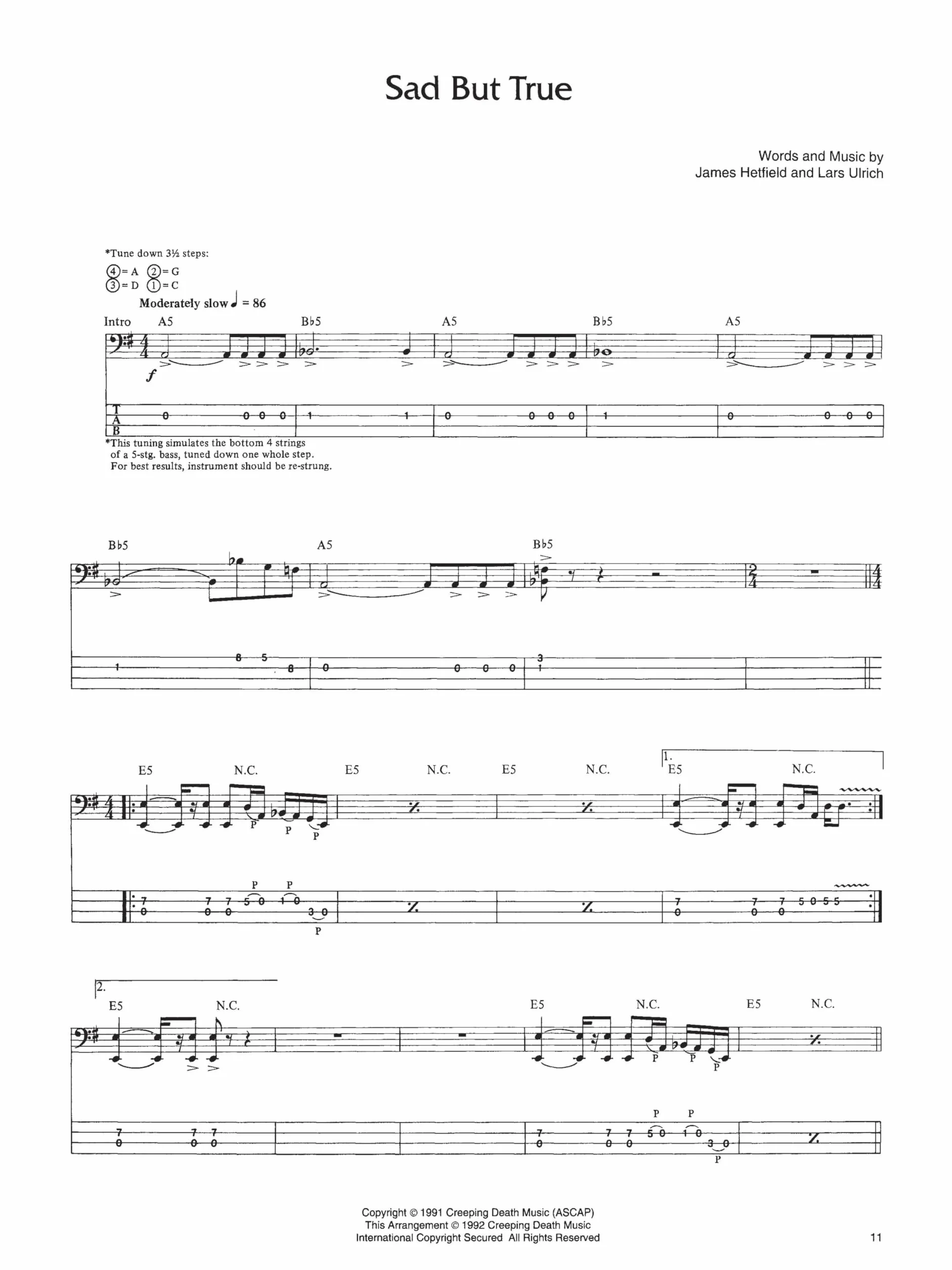 Metallica guitare: (Black) for Bass