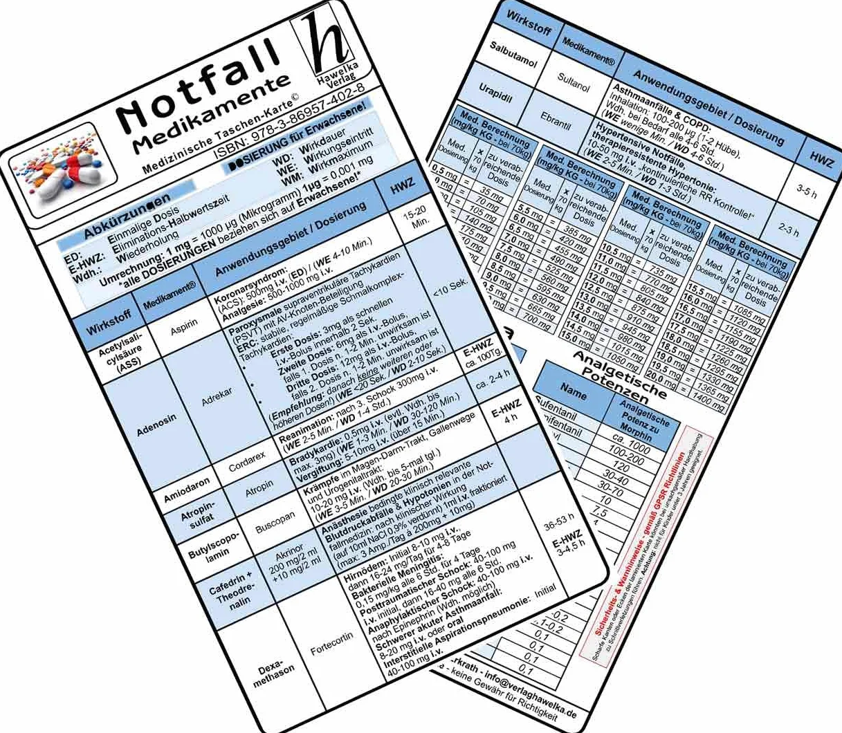 Rettungsdienst Karten-Set - EKG, Herzrhythmusstörungen, Notfallmedikamente, Reanimation
