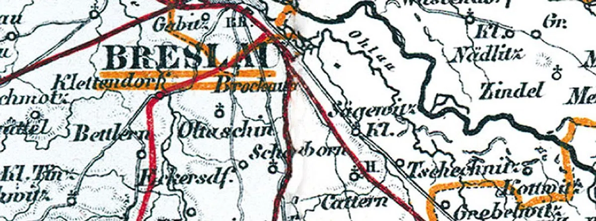 General-Karte von Schlesien mit dem Riesengebirge - um 1890 [gerollt]: Historische Karte [Regierungsbezirk Liegnitz, Oppeln und Breslau]