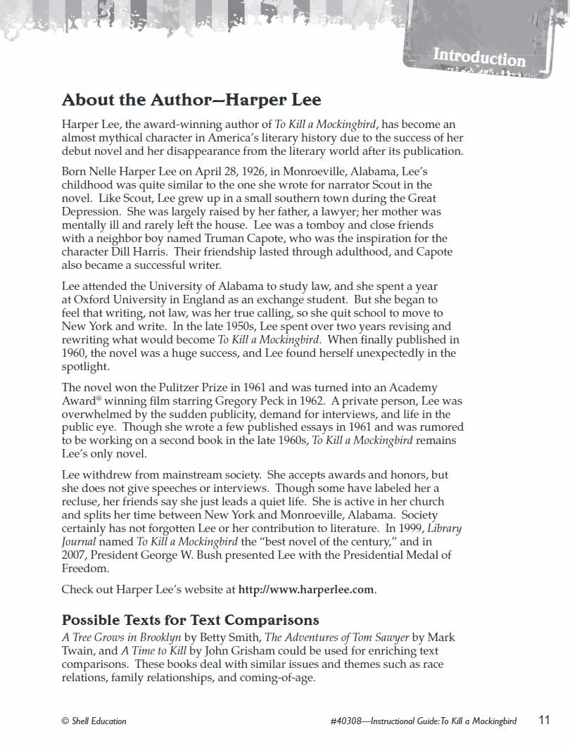 To Kill a Mockingbird: An Instructional Guide for Literature