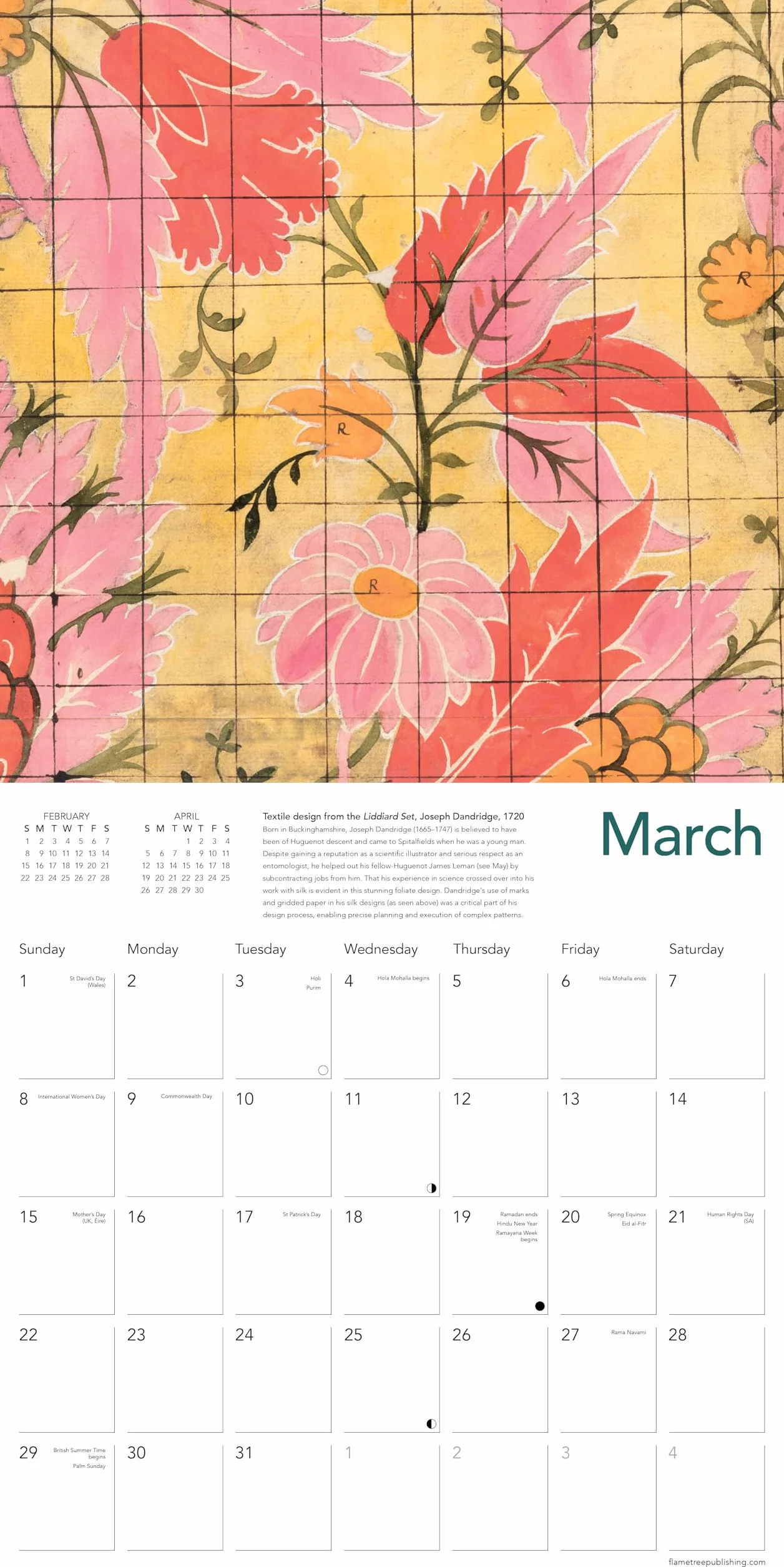 V&A: Spitalfields Silks Wall Calendar 2026 (Art Calendar)