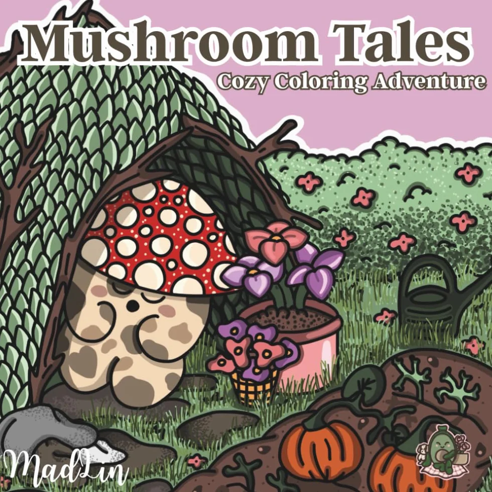Mushroom Tales: A Cottagecore and Woodland-Inspired Coloring Adventure for Adults and Teens