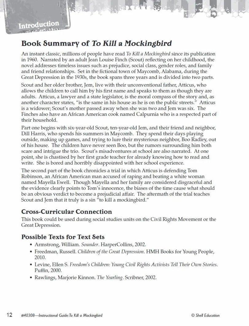 To Kill a Mockingbird: An Instructional Guide for Literature