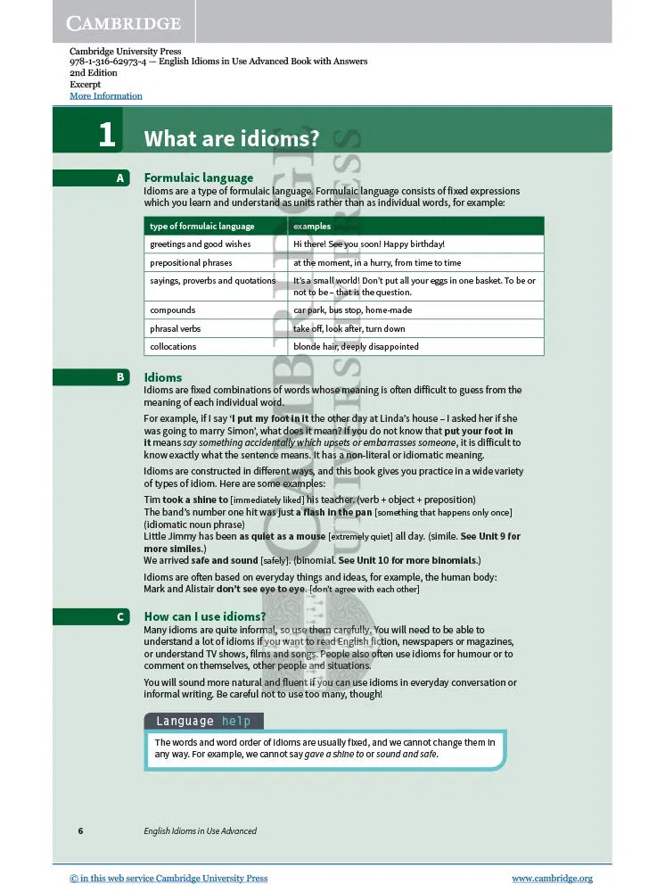 English Idioms in Use Advanced Book with Answers: Vocabulary Reference and Practice