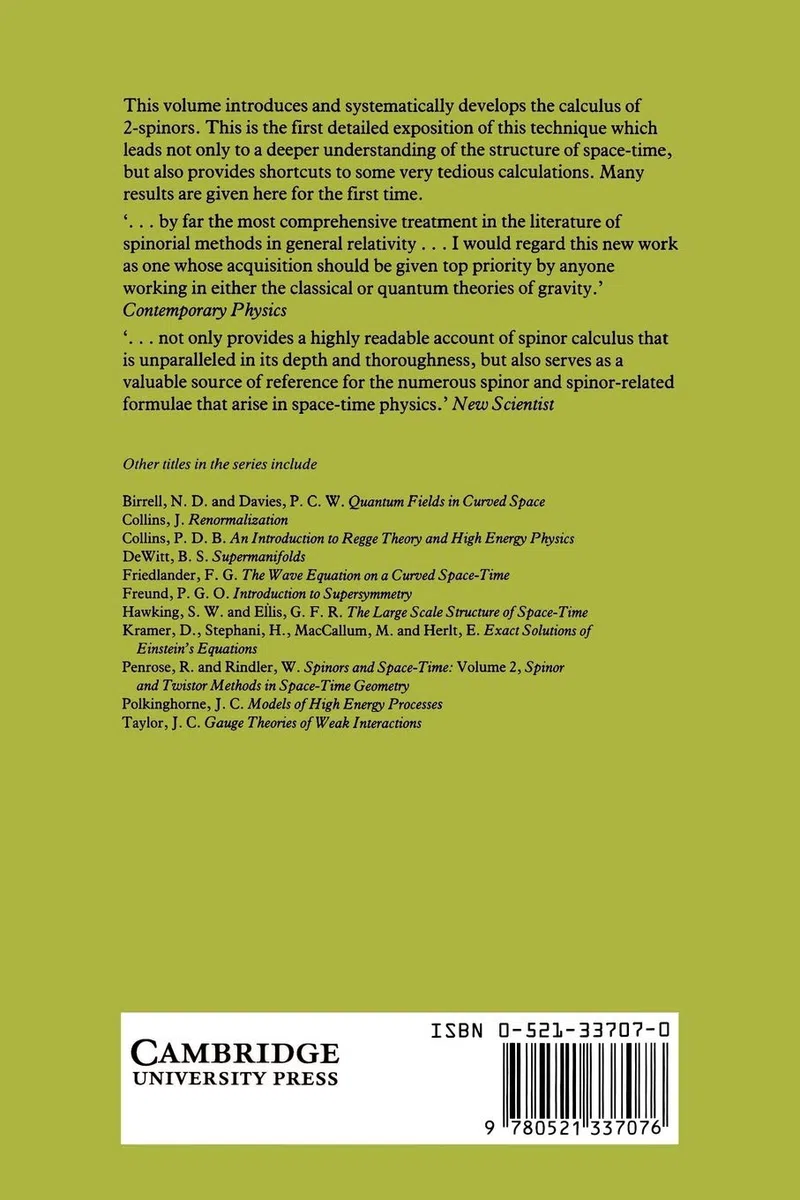 Spinors and Space-Time: Volume 1, Two-Spinor Calculus and Relativistic Fields: 001
