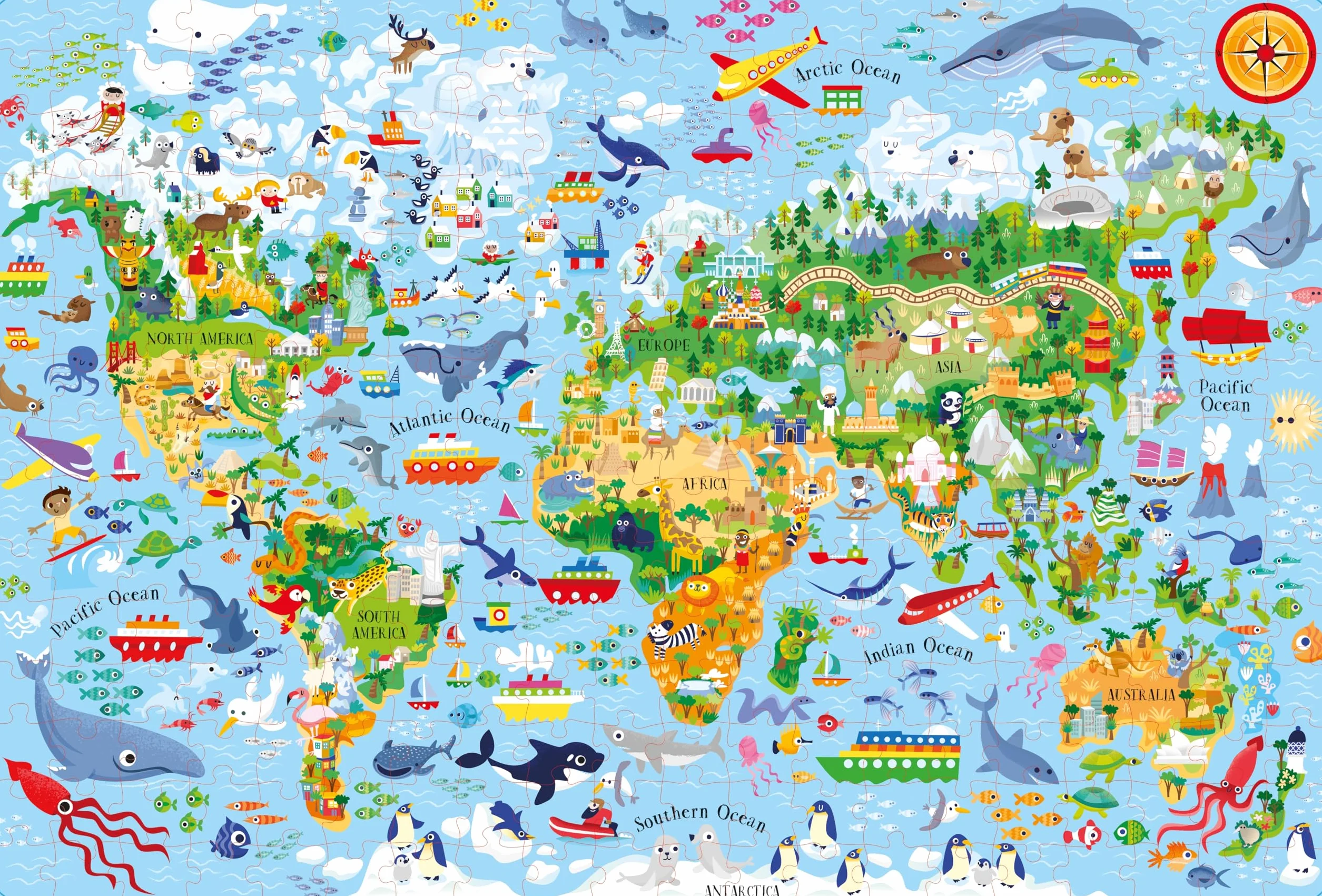 Atlas and Jigsaw Map of the World