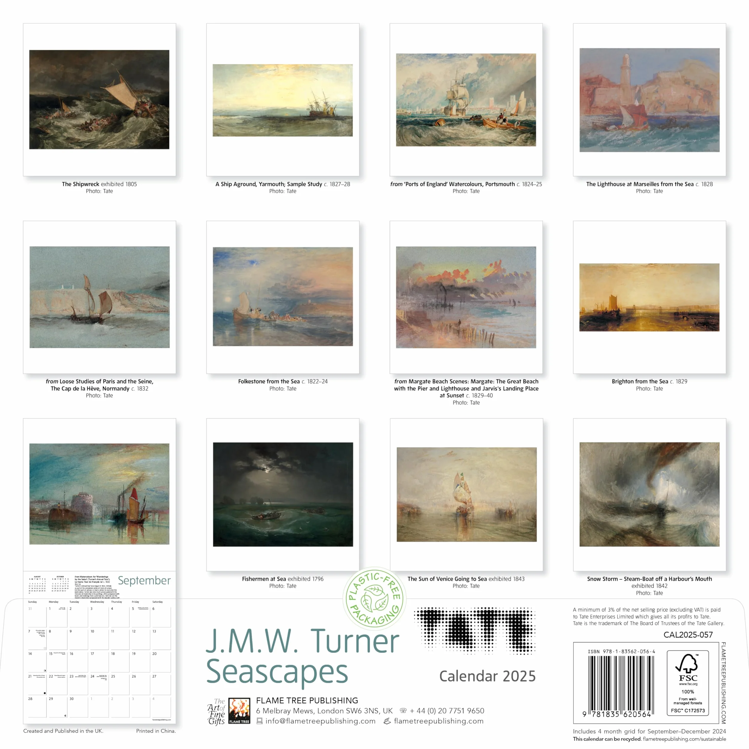Tate: J.M.W. Turner Seascapes Wall Calendar 2025 (Art Calendar): Original Flame Tree Publishing-Kalender [Kalender]